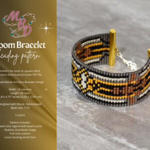 Art Deco Bracelet Loom Beading Pattern in Mixed Metals