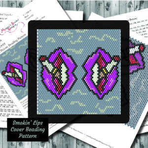 lips smoking cigarettes sexy beading pattern lighter cover even count peyote stitch