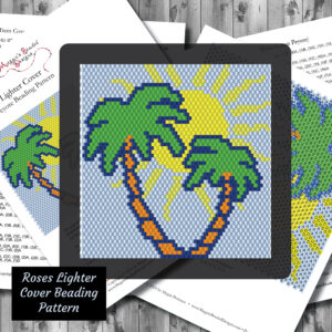 palm trees island vacation lighter cover peyote beading pattern