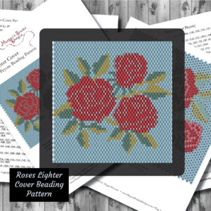 Roses lighter cover beading pattern in peyote stitch