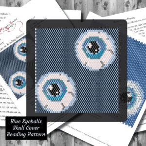 Blue Eyeballs Peyote Beading Pattern BIC Lighter cover design instant download PDF word chart included