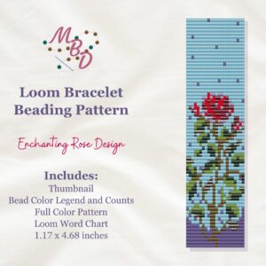 red rose cuff beading pattern design for loom or square stitch